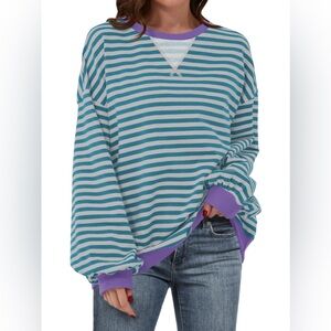 Free People We The Free Classic Striped Oversized Crewneck sweatshirt